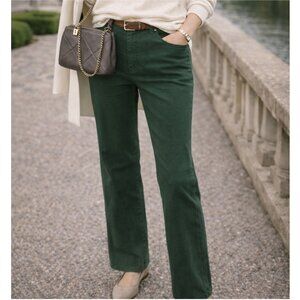 ST JOHN SPORT Olive Green Cotton Casual High Rise Straight Leg Pants